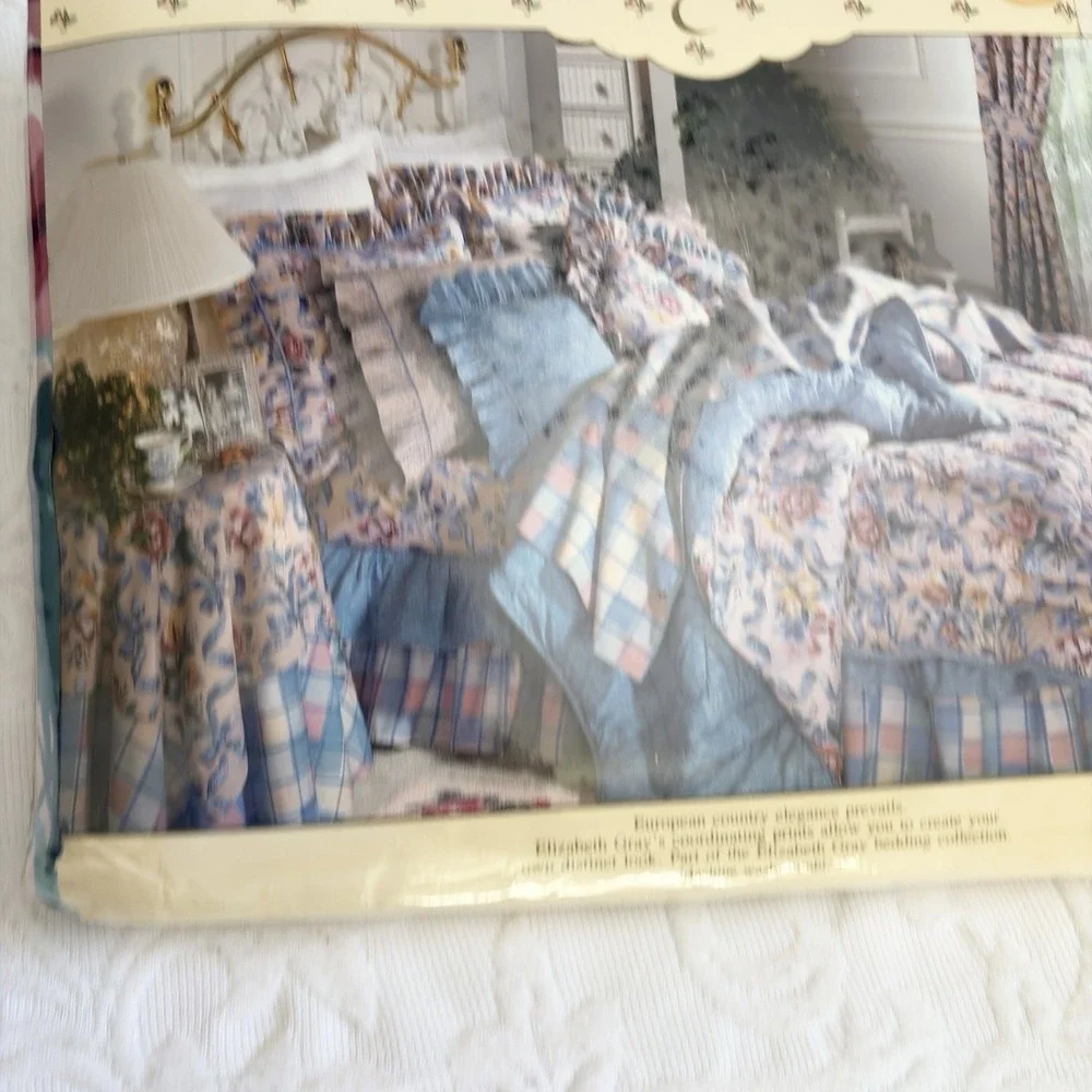 VTG Elizabeth Gray Salzburg Floral Full Flat Sheet Cottagecore Made USA 90s New